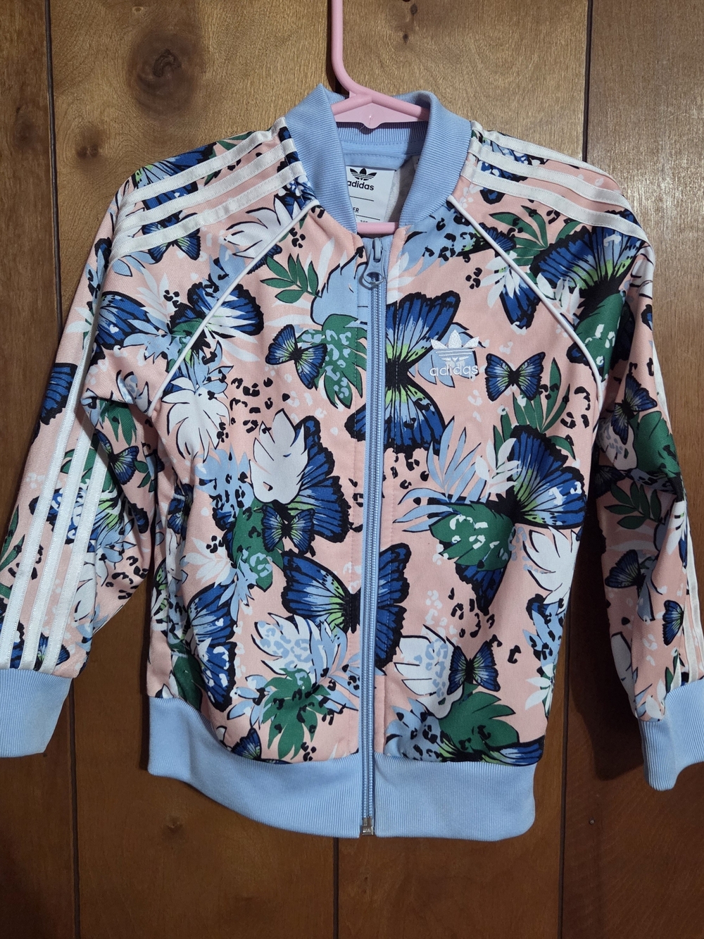 Adidas Girls Superstar All Over Buttetfly print Track Top Jacket Sz 3t